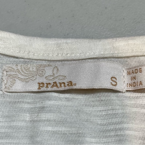 PRANA Ivory Short Sleeve Pleated Peasant Top Organic Cotton Blend Size Small - Picture 4 of 10